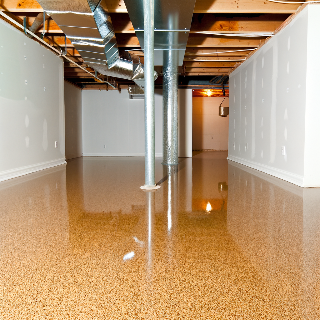 Beautiful flake epoxy basement floor after