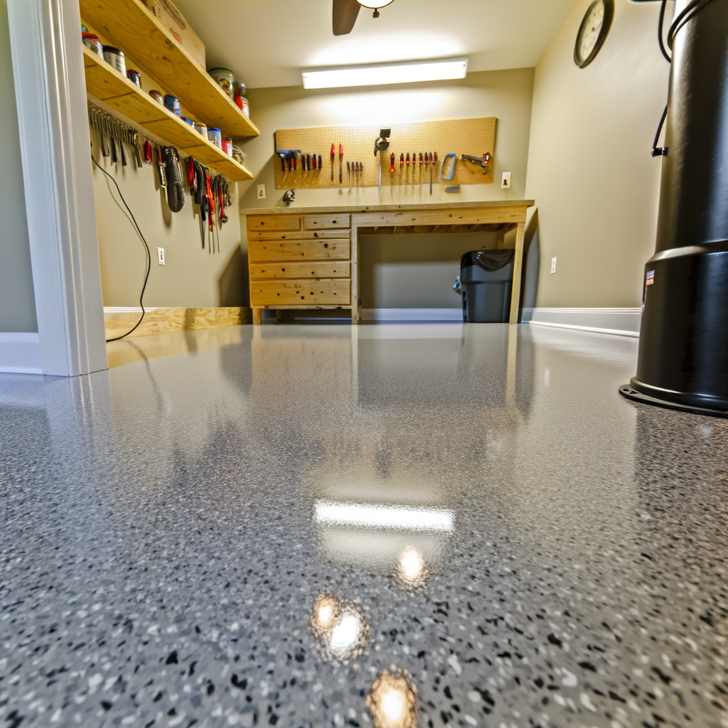 Workshop with solid graphite epoxy floor in Framingham MA