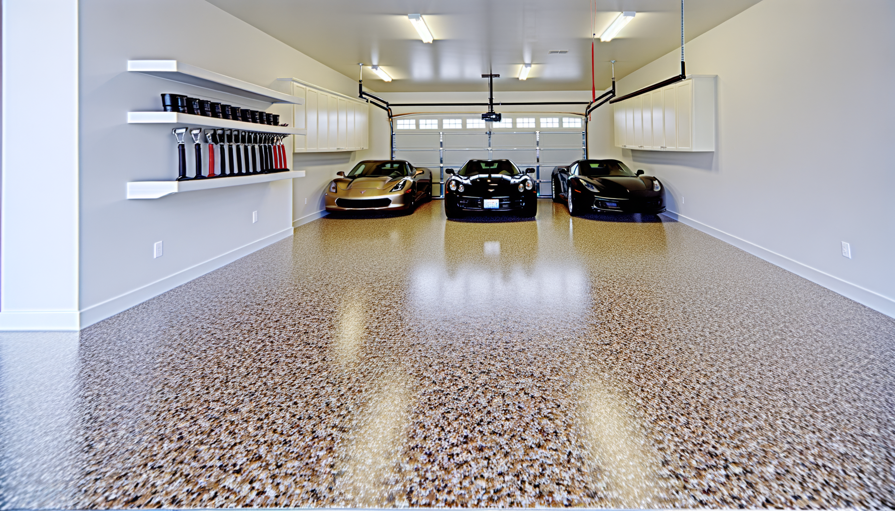 Decorative flake epoxy color blend samples