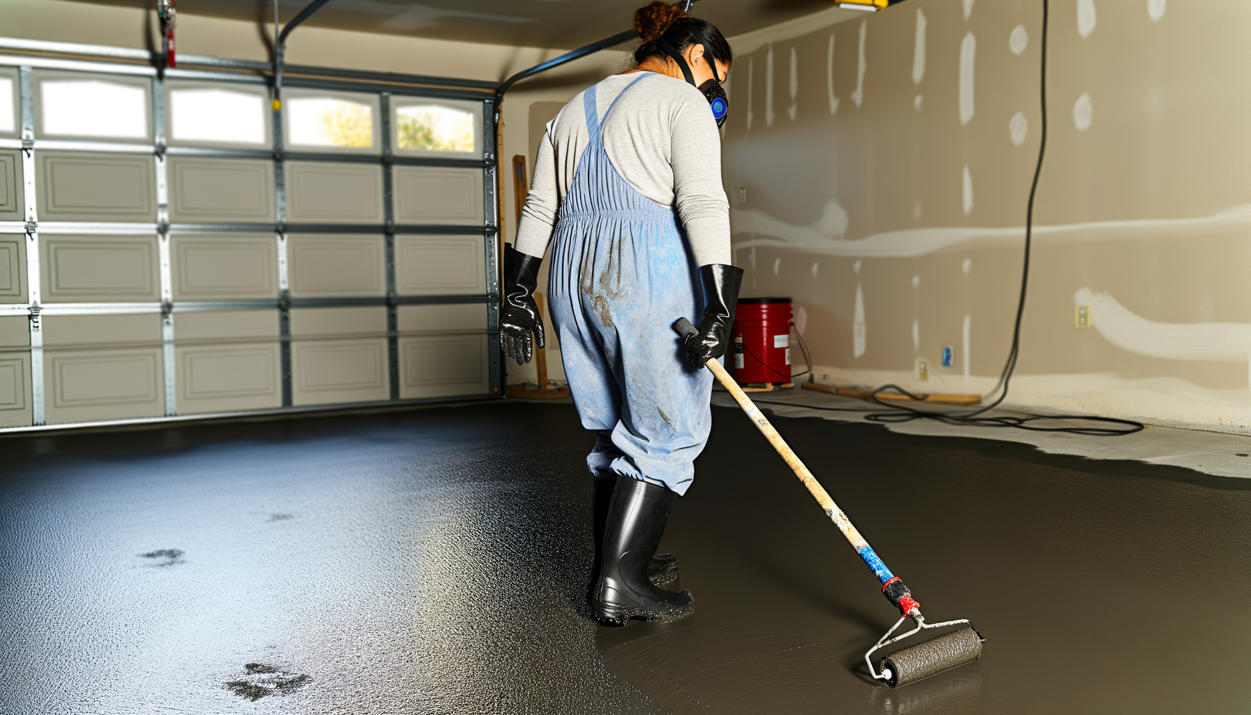 Epoxy floor installation in progress by AVS Painting