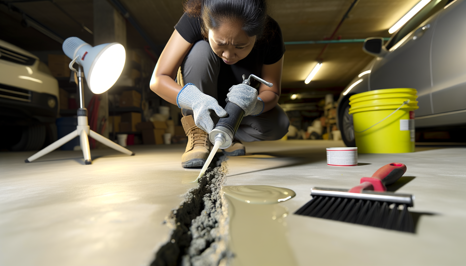 Repairing cracks and joints in concrete floor