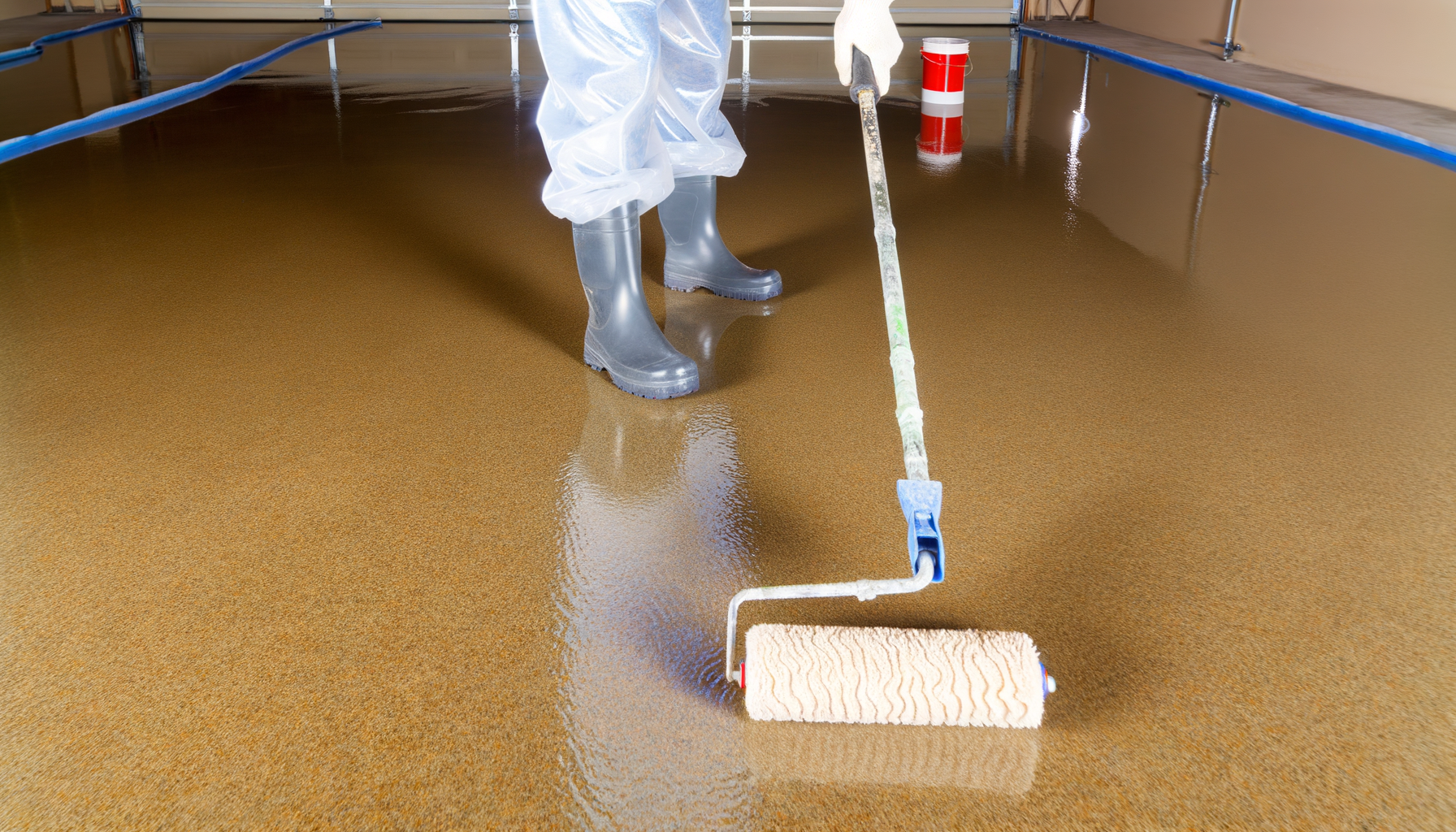 Applying UV-stable polyaspartic clear top coat