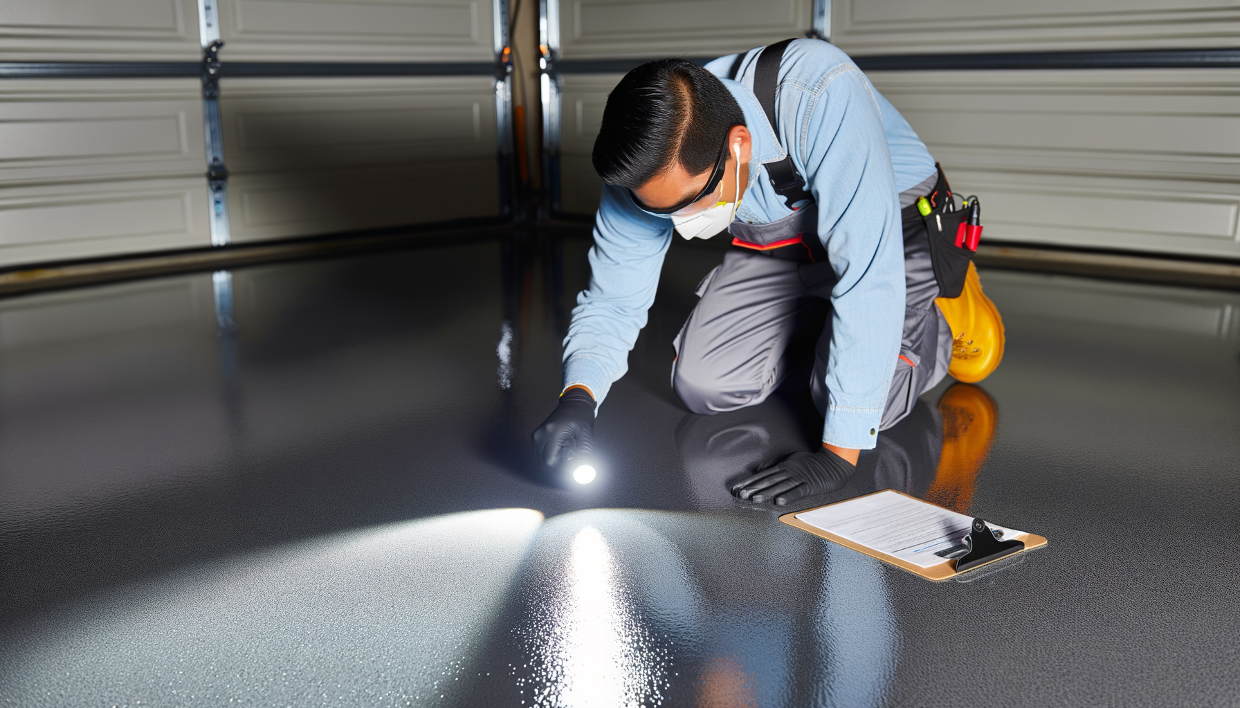 Final inspection of completed epoxy floor